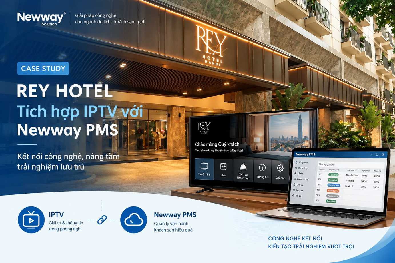 Rey Hotel kết nối IPTV với Newway PMS, nâng tầm trải nghiệm lưu trú